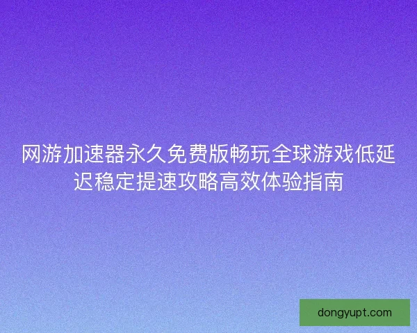 网游加速器永久免费版畅玩全球游戏低延迟稳定提速攻略高效体验指南